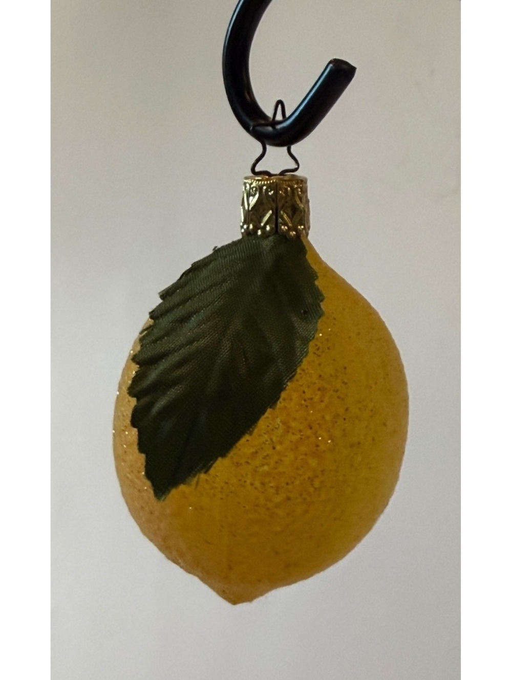 Vintage Made in Germany Glass Lemon Christmas Ornament Sugared Fruit